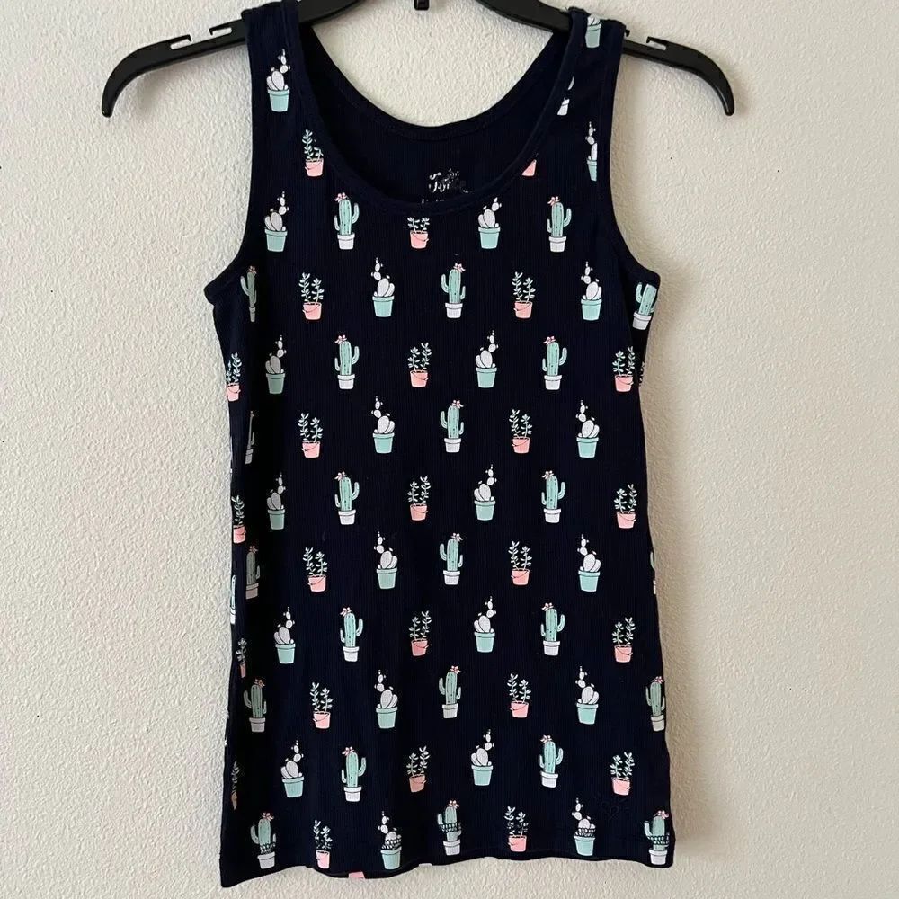JUSTICE TANK TOP SIZE 14 NAVY CACTUS SUPER CUTE!!